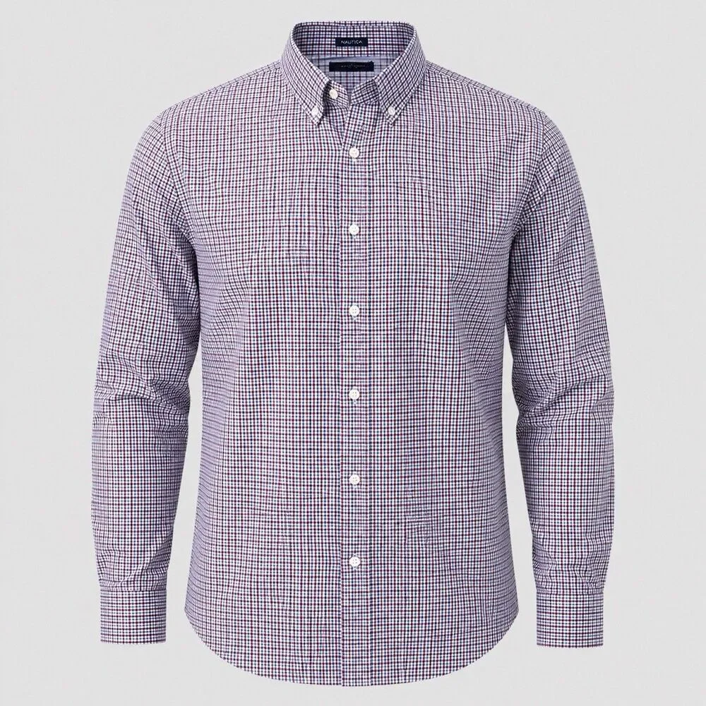 Banana Republic Men's Grant NonIron  Fit Plaid Shirt Size XL Blue Red White